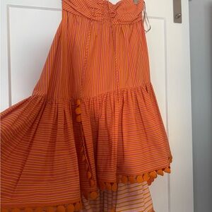 Silvia Tcherassi Orange Striped Midi Dress
